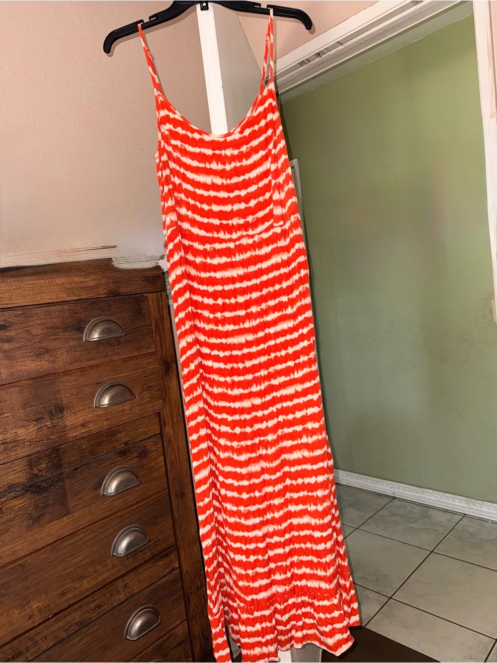 Mossimo Supply Co. Red and White Tie-Dye Slip Maxi Dress